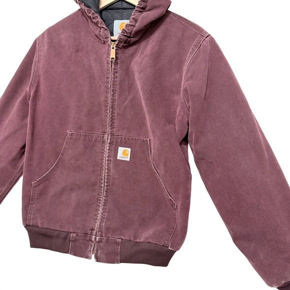 Carhartt Jacket Youth Large Y06BRG USA Canvas Hooded Quilted RARE - Picture 3 of 11